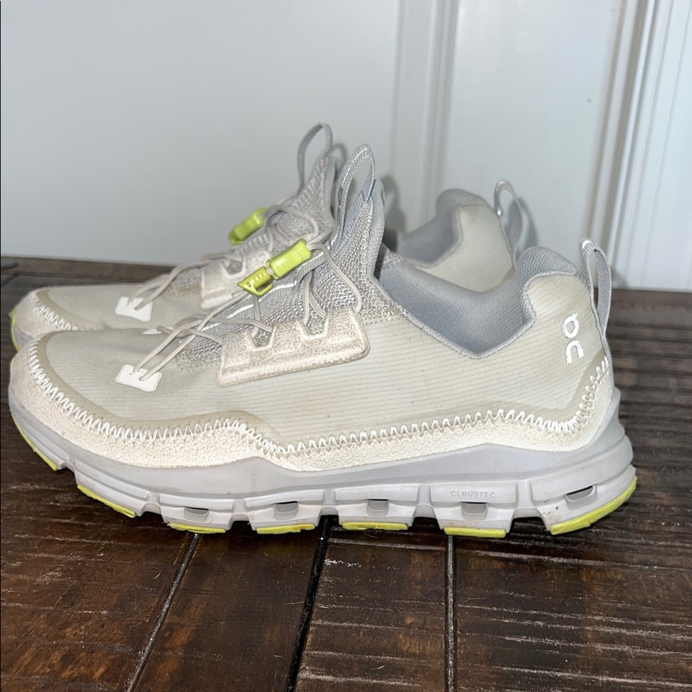 On Running Women's Cloudtec Athletic Sneakers in Light Gray with Lime Accents